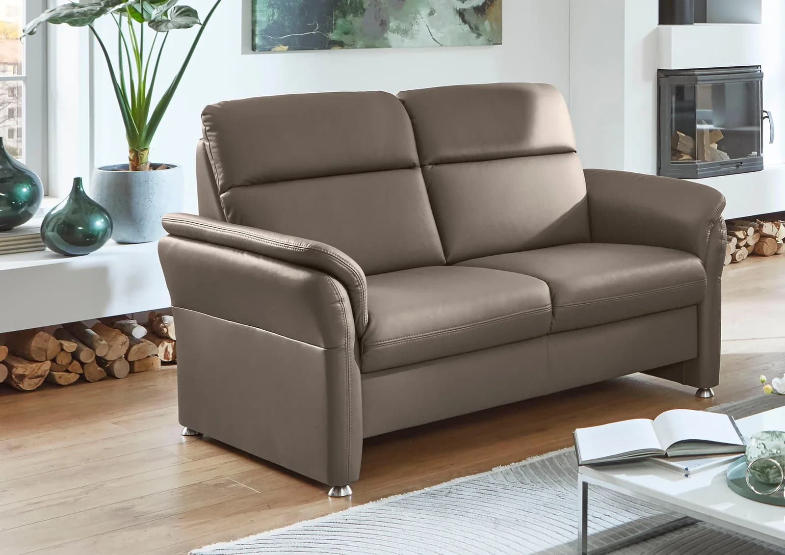 2-Sitzer Sofa DIE PLANBAR Echtleder braun Federkernpolsterung