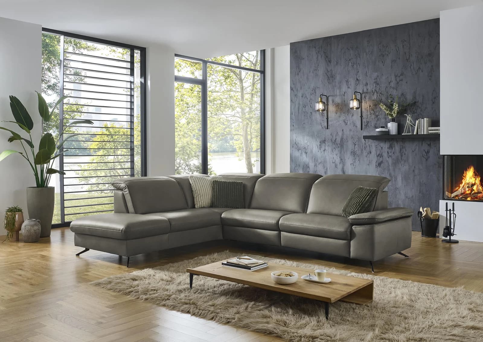 DIE PLANBAR Ecksofa PN-EM20091 L-Form mit Relaxfunktion und Stauraum