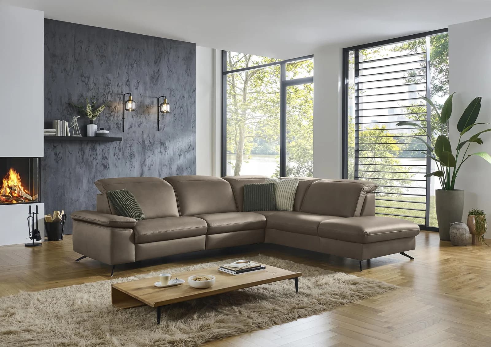 Ecksofa DIE PLANBAR PN-EM20091 L-Form mit Recamiere und Kopfteilverstellung