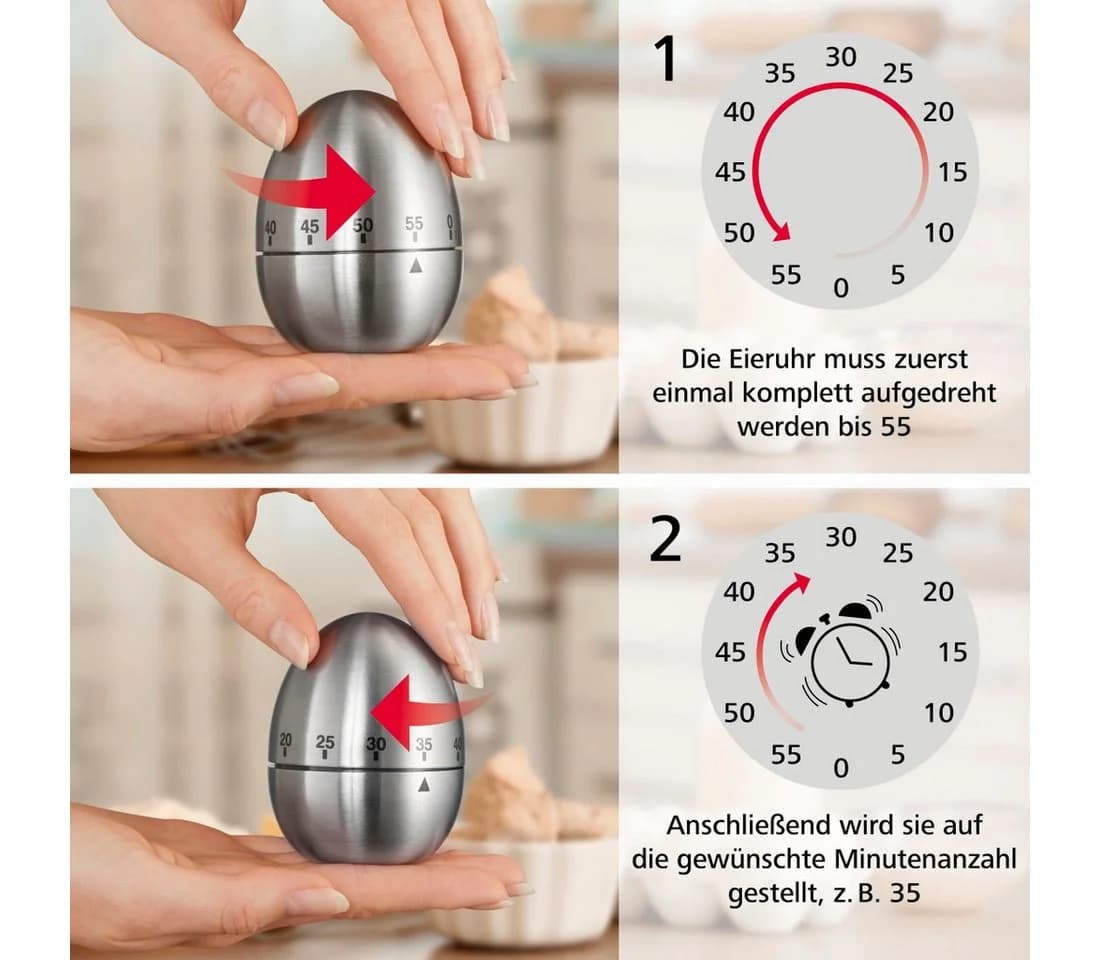 Xavax Küchentimer Eieruhr Edelstahl Silber Analog - Bild 5