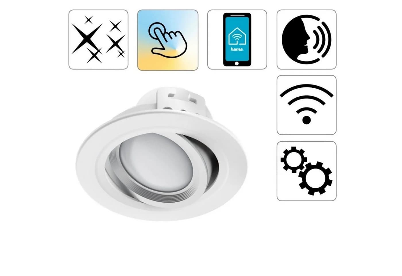 Hama LED Einbaustrahler 3x WiFi Smarte Beleuchtung Dimmbar App Sprachsteuerung Weiß