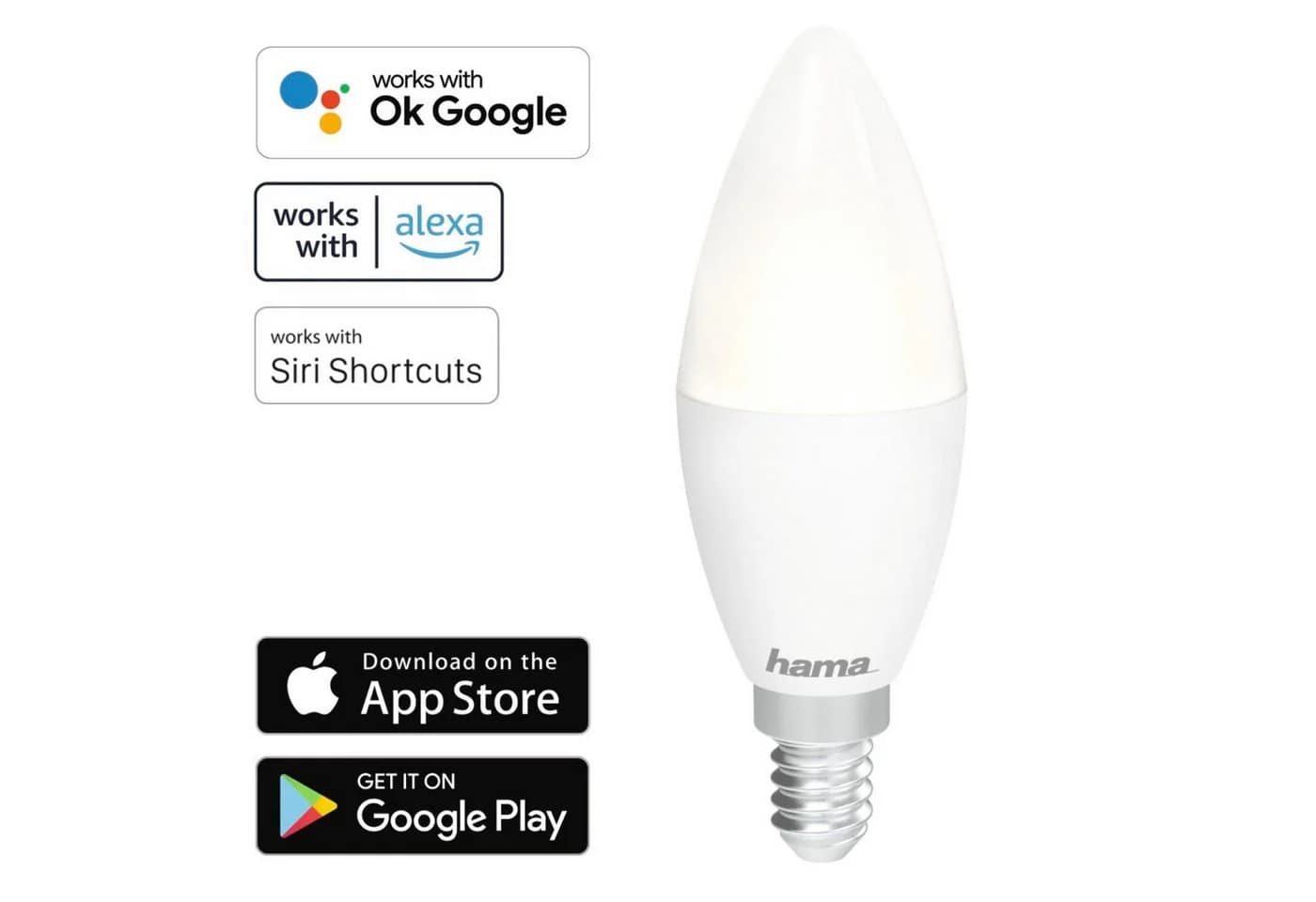 Hama Smarte LED-Leuchte WLAN E14 Dimmbar Weiß Alexa Google - Bild 2
