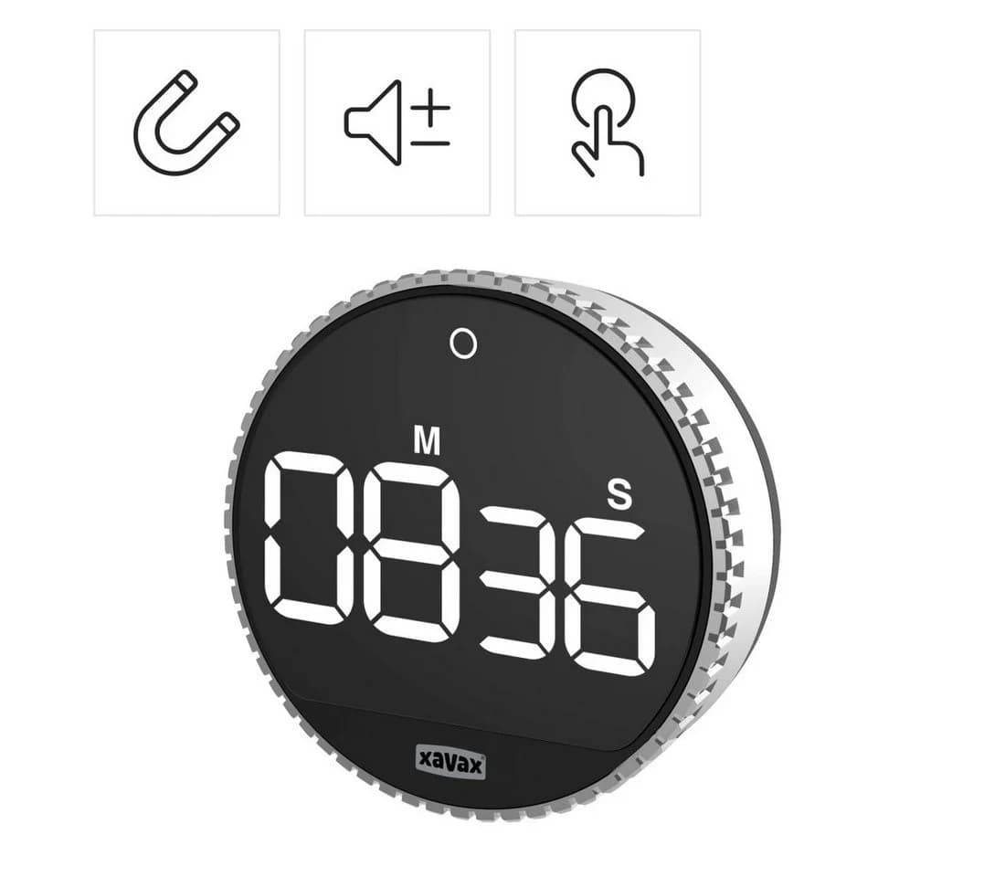 Xavax Küchentimer Rotation Digital Schwarz Silber Magnetisch - Bild 3