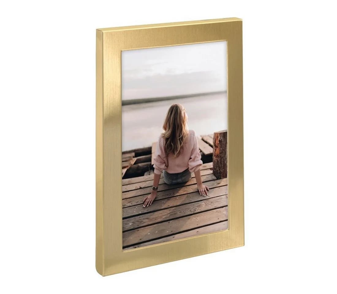 Hama Bilderrahmen Gold 13x18cm Aluminium Porträtrahmen mit Aufhänger