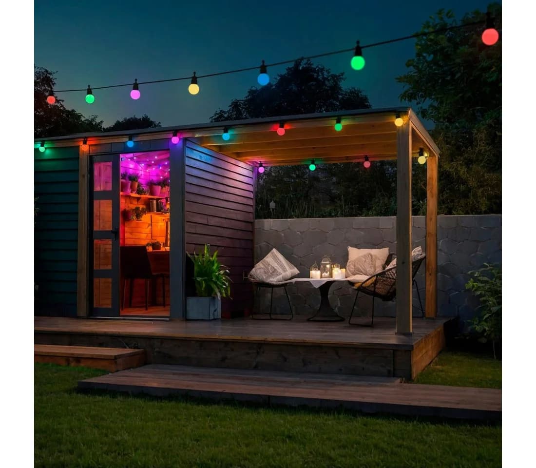 HAMA LED-Lichterkette Outdoor mit App 12 Glühbirnen bunt
