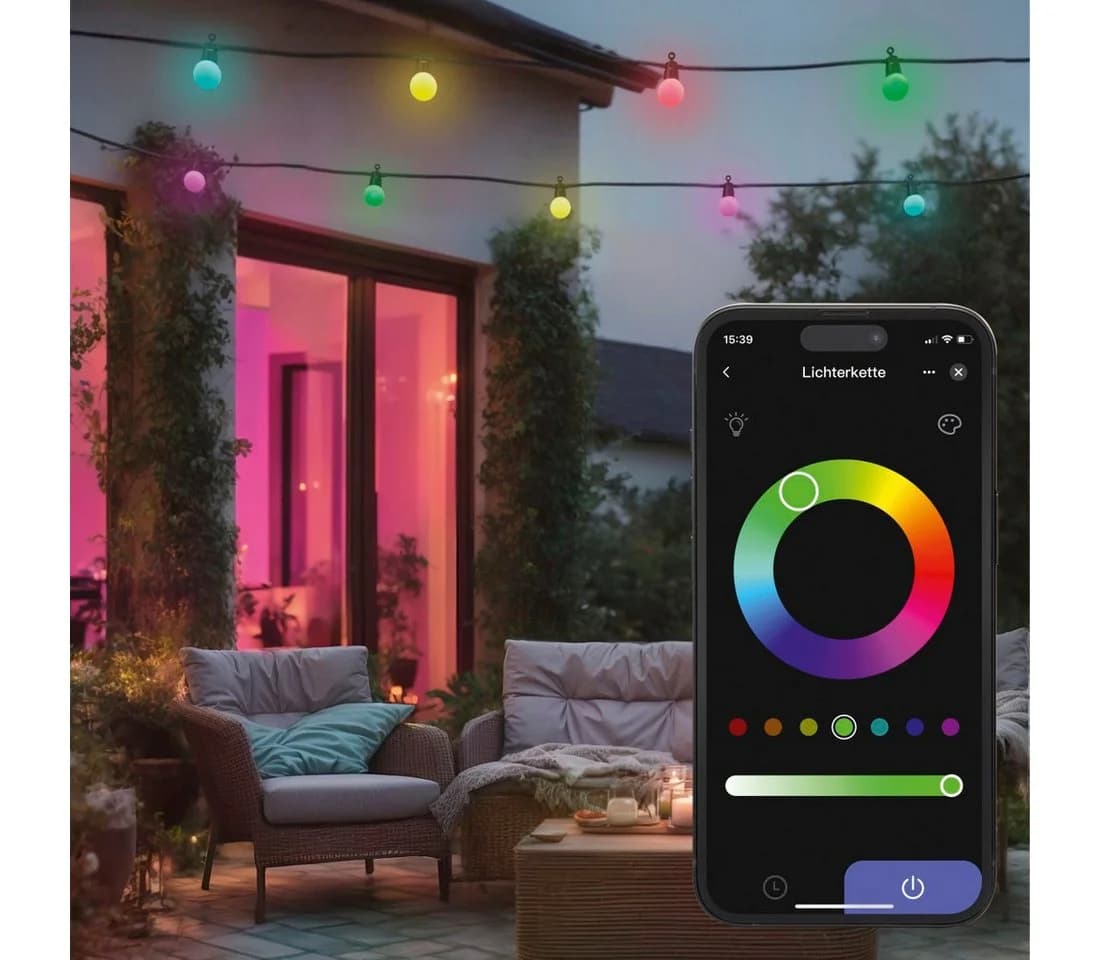 HAMA LED-Lichterkette Outdoor mit App 12 Glühbirnen bunt - Bild 3