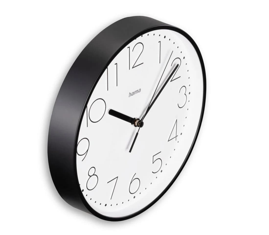 Hama Wanduhr Salina Schwarz 22cm Geräuscharm Analog