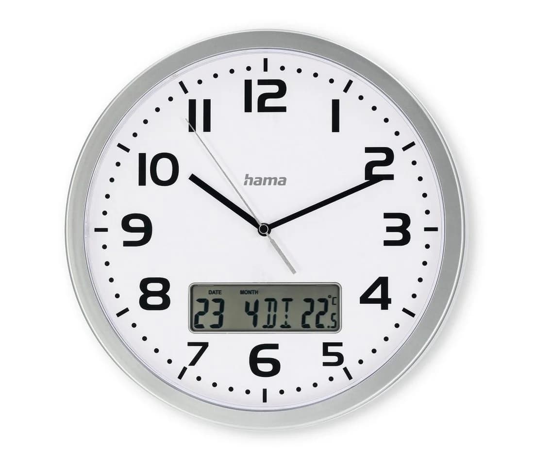 HAMA DCF-Funkuhr Moorea Silber Weiß Wanduhr mit Temperaturanzeige - Bild 2