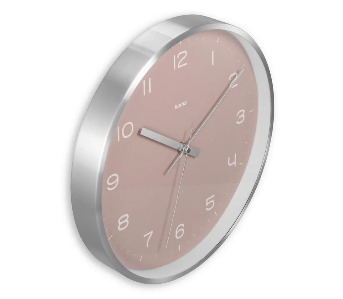 Hama Funkwanduhr Fidschi Silber Rosa Aluminium