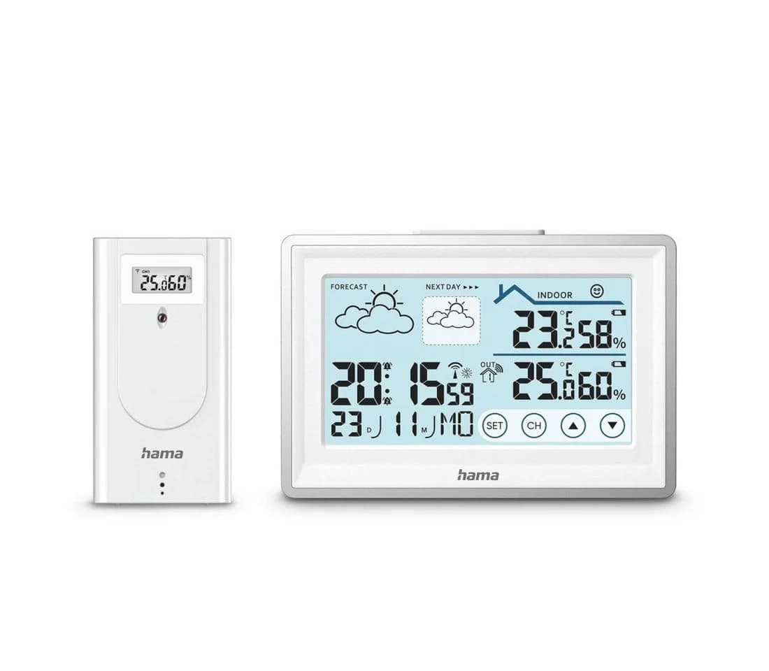 Hama Wetterstation "Bahamas" Weiß mit Außensensor, Funk & Wecker - Bild 2