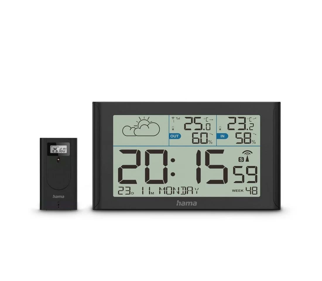 Hama Wetterstation Sylt mit Außensensor, Funk, Wecker, Schwarz - Bild 2