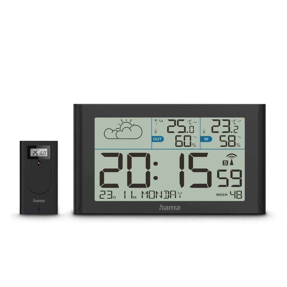 Hama Wetterstation Sylt mit Außensensor, Funk, Wecker, Schwarz - Bild 4
