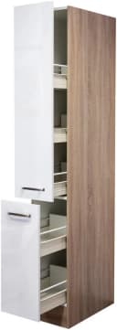FLEX-WELL Apothekerschrank Florenz Hochglanz Weiß Sonoma Eiche Bild 3
