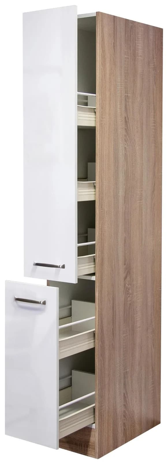 FLEX-WELL Apothekerschrank Florenz Hochglanz Weiß Sonoma Eiche - Bild 5