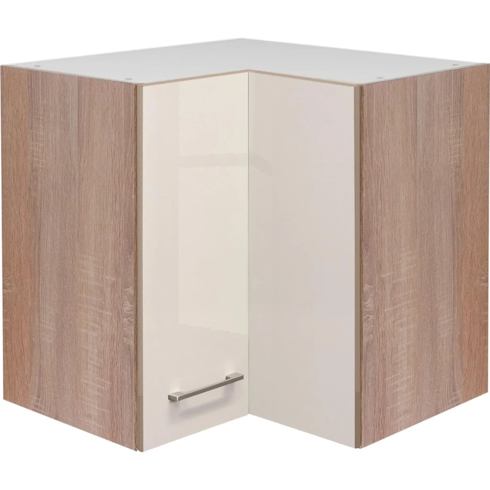 Flex-Well Eck-Hängeschrank Nepal Weiß/Silber mit Metallgriff