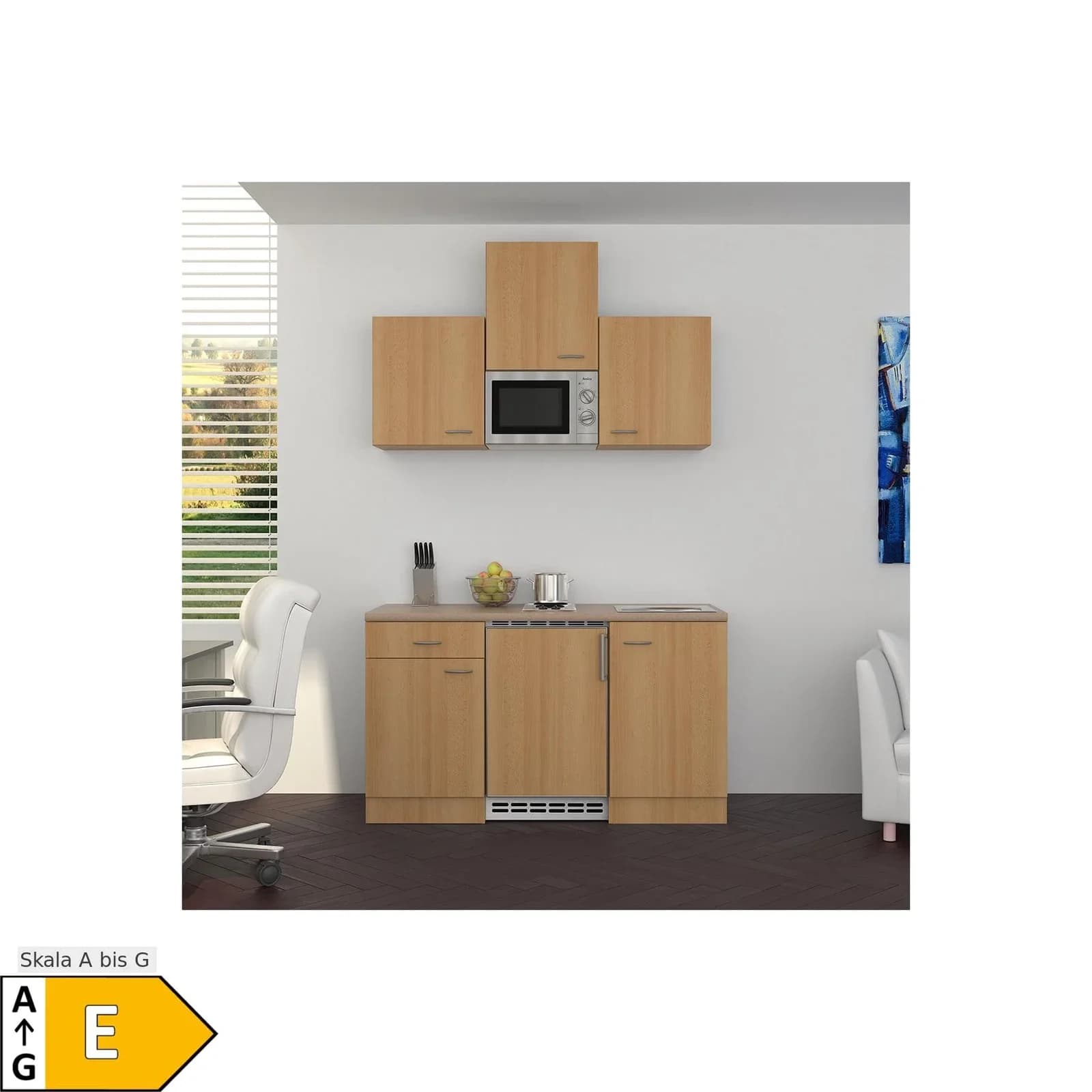 Flex-Well Küchenzeile 150 cm Nano mit Unterschrank und Dekorplatte