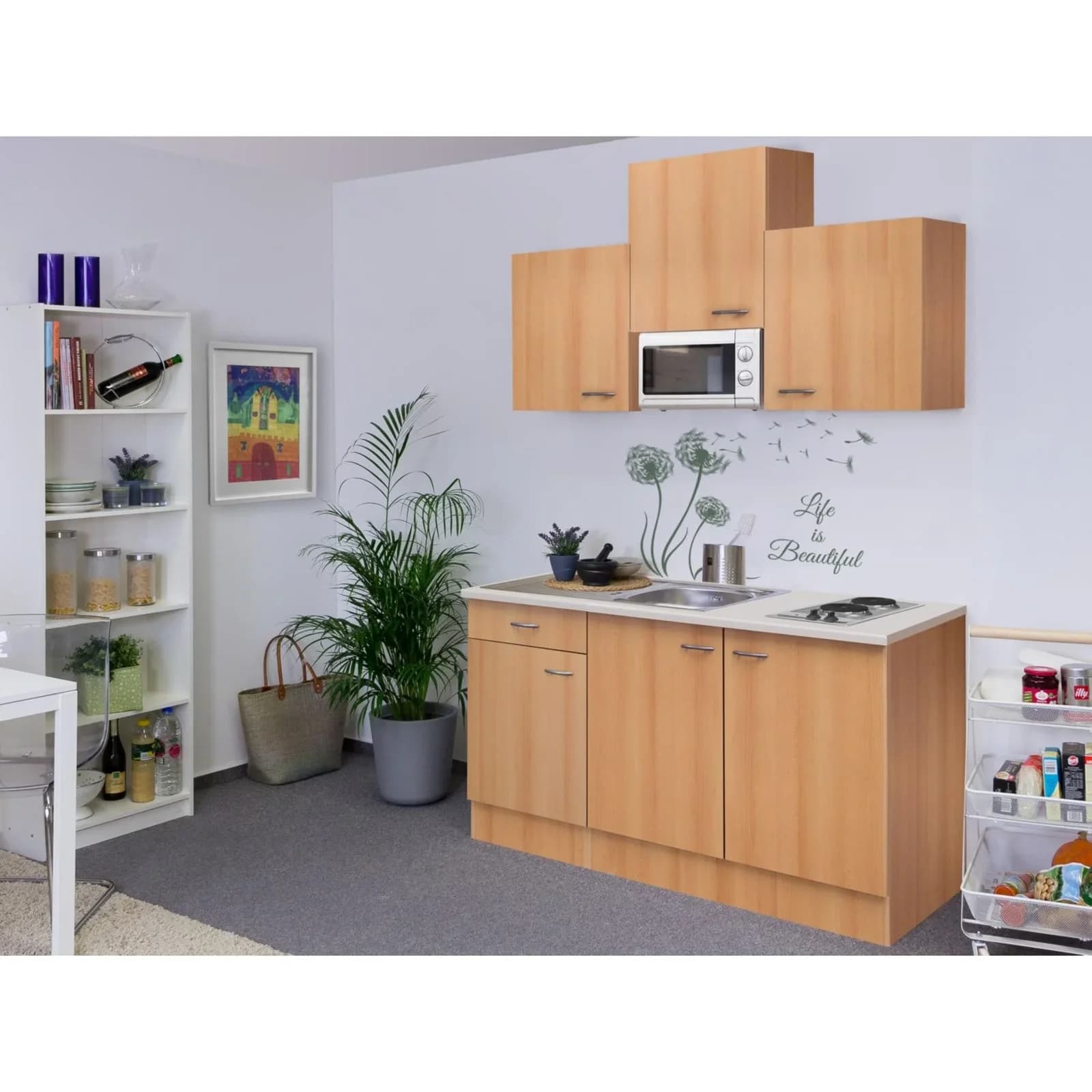 Flex-Well Küchenzeile 150 cm Nano mit Unterschrank und Spüle