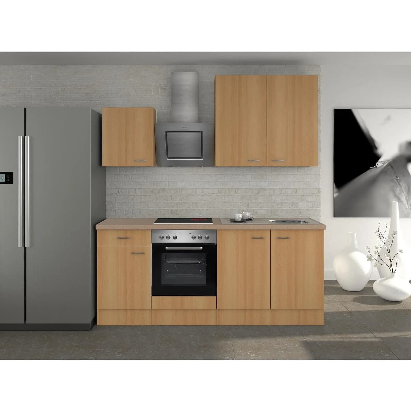 Flex-Well Küchenzeile 210 cm Nano Weiß Modern