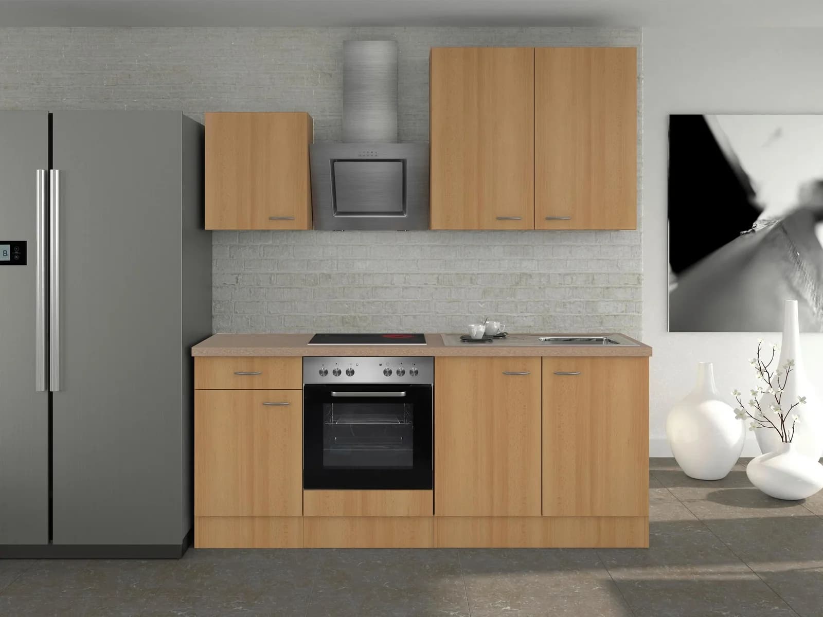 Flex-Well Küchenzeile 210 cm Nano Weiß Modern - Bild 2