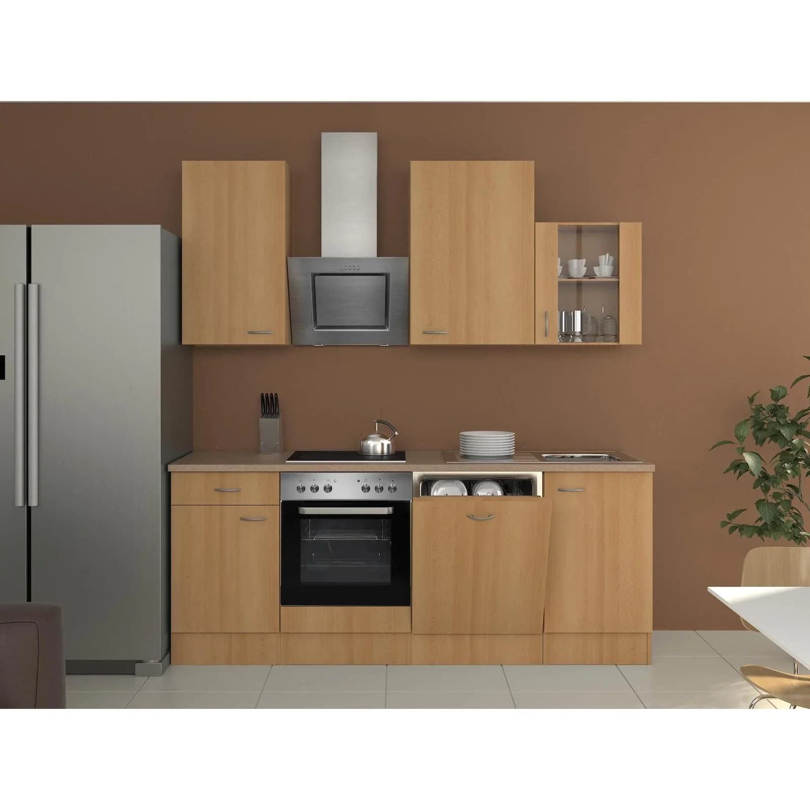 Flex-Well Küchenzeile 220 cm Nano Modern Weiss