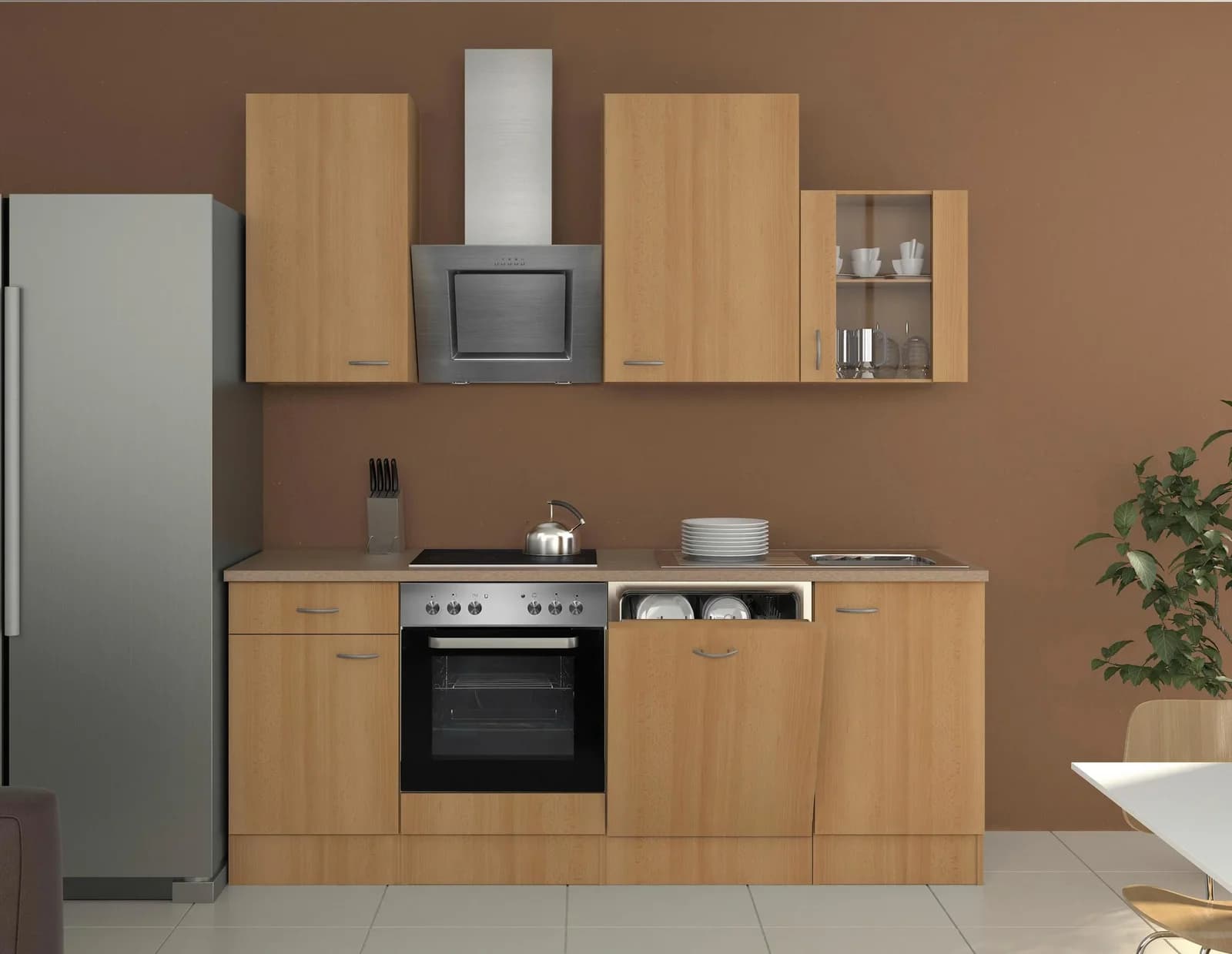 Flex-Well Küchenzeile 220 cm Nano Modern Weiss - Bild 2