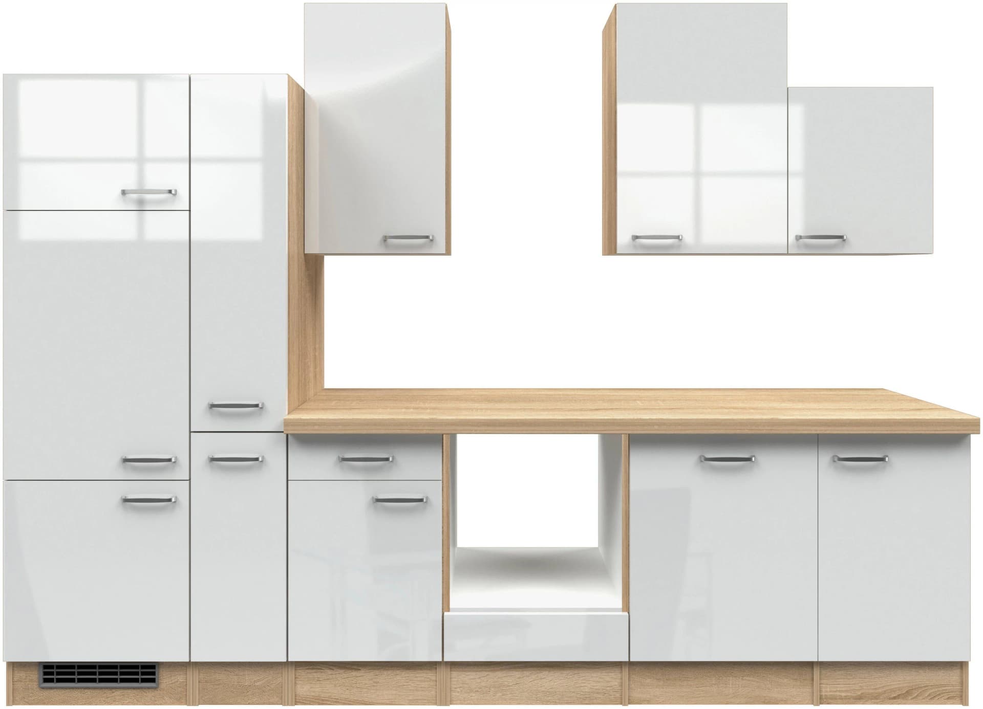 Flex-Well Küchenzeile Florenz Weiß Eichefarben Sonoma 310cm