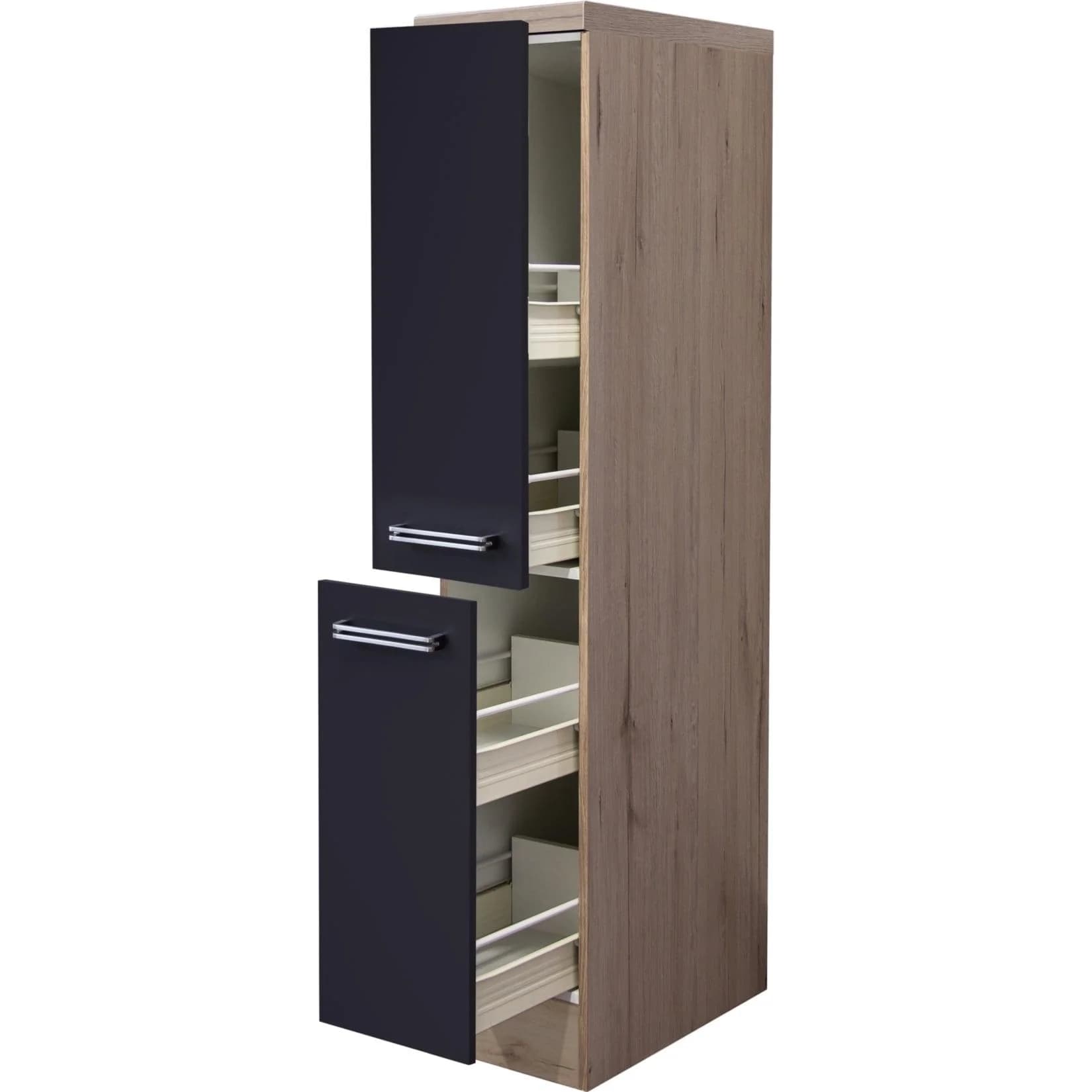 Flex-Well Apothekerschrank Antigua Anthrazit Eiche Holzwerkstoff