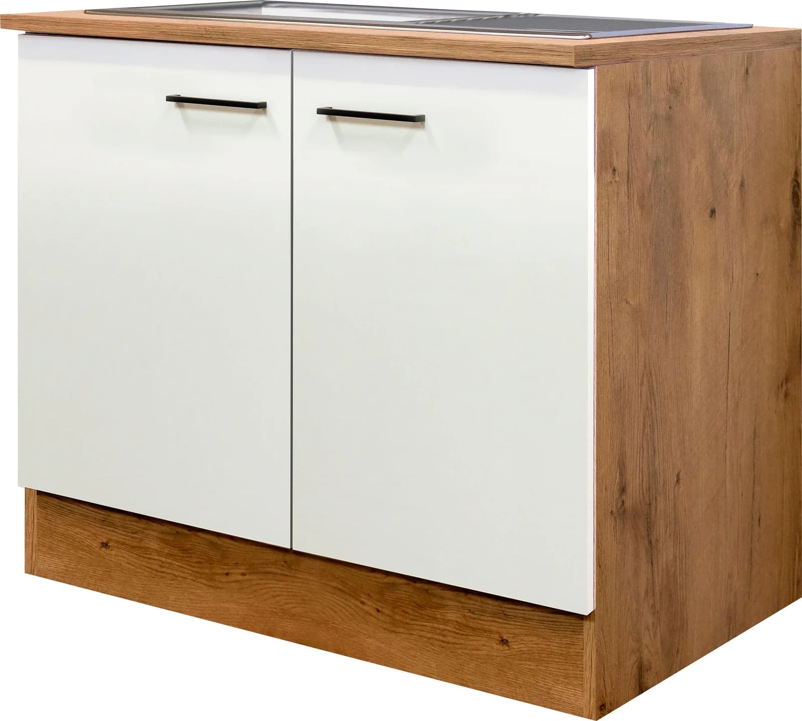 FLEX-WELL Vintea Spülenunterschrank Beige Schwarz mit Einbauspüle - Bild 2