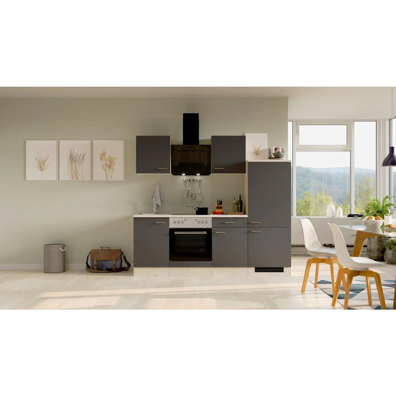Flex-Well Küchenzeile Stauraumwunder 220cm Weiß