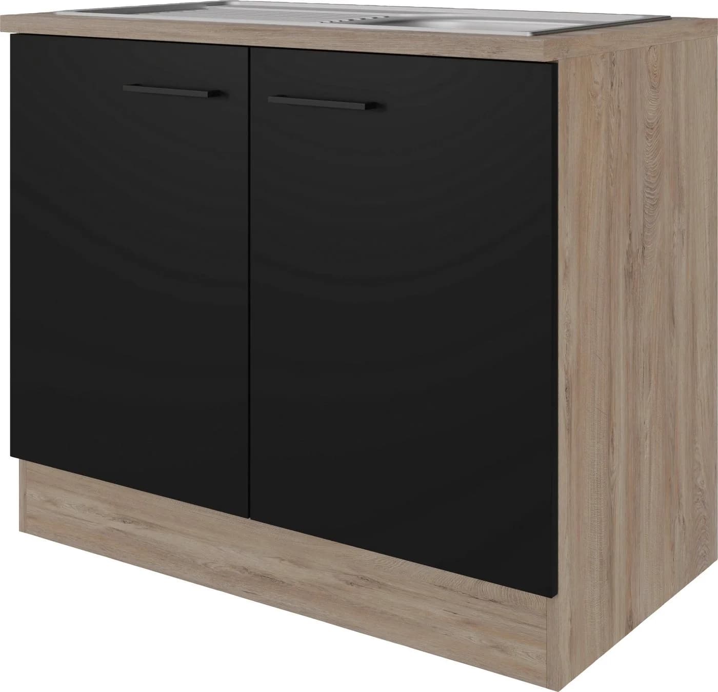 Flex-Well Spülenschrank Capri Schwarz mit Spüle