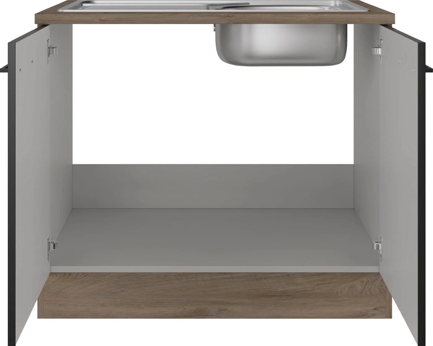 Flex-Well Spülenschrank Capri Schwarz mit Spüle - Bild 3