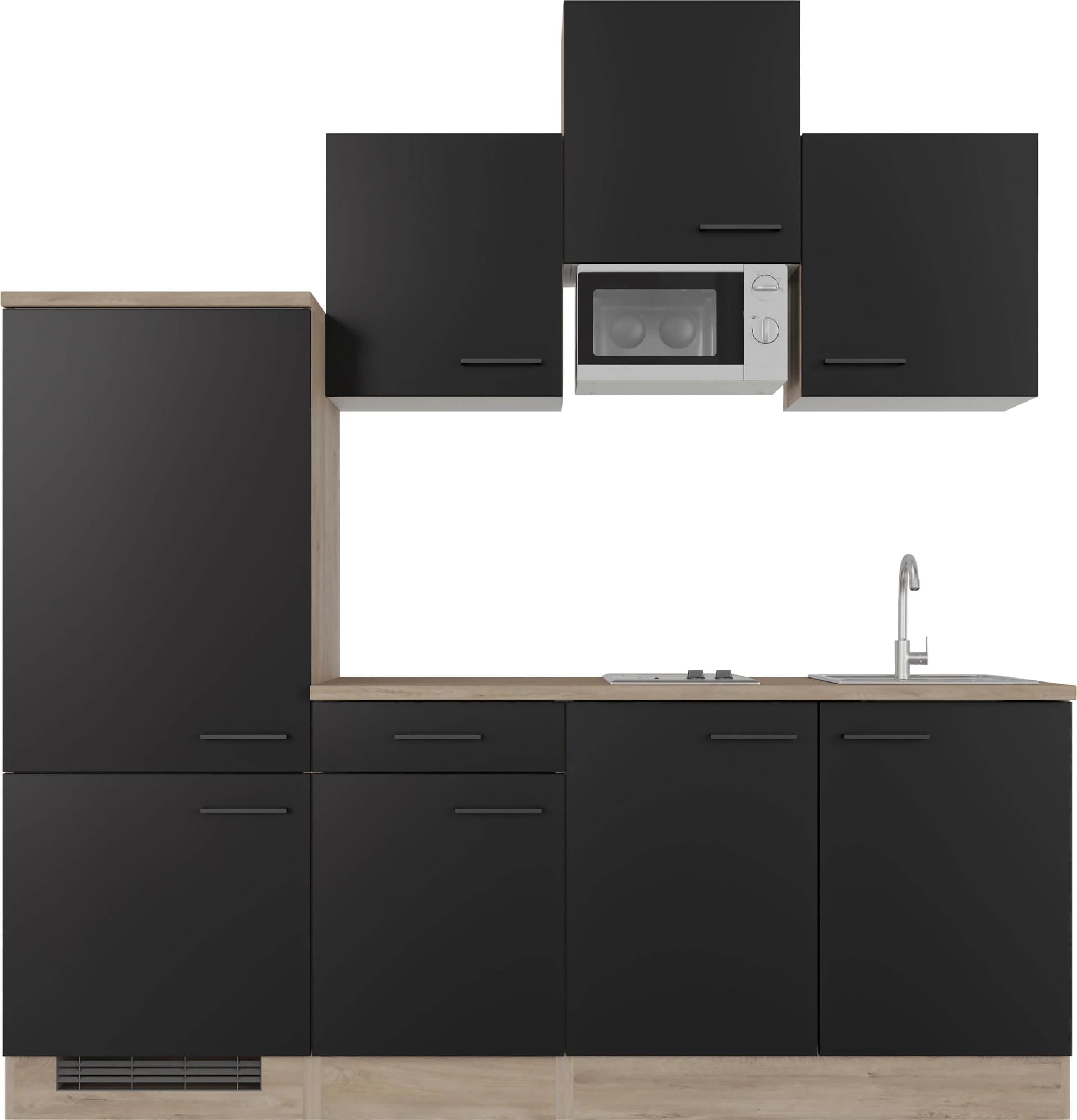 Küchenzeile FLEX-WELL Capri Schwarz Endgrain Oak - Bild 2