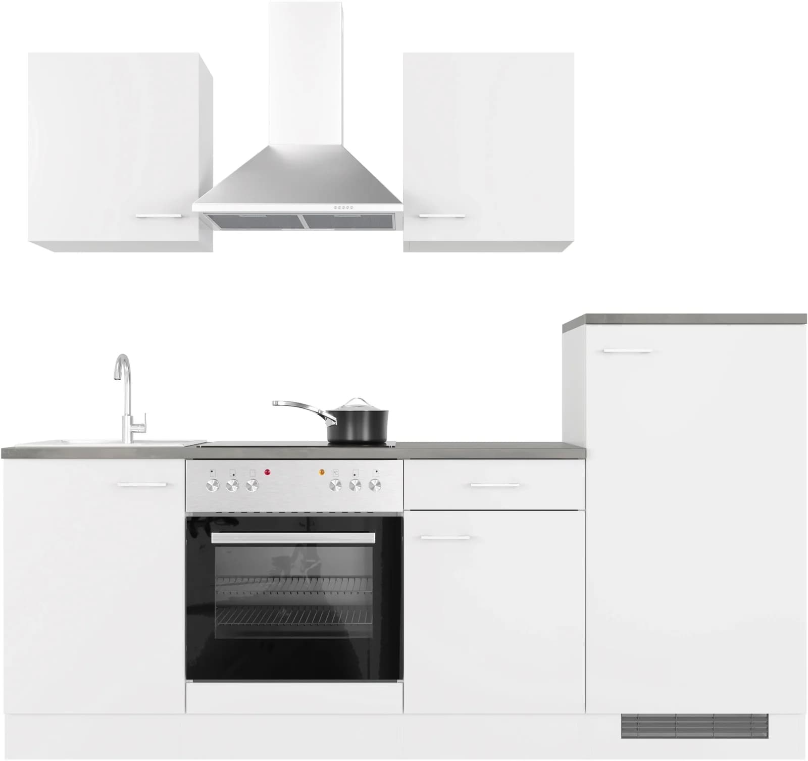 Küchenzeile FLEX-WELL Lucca weiß matt 220 cm Komplettküche