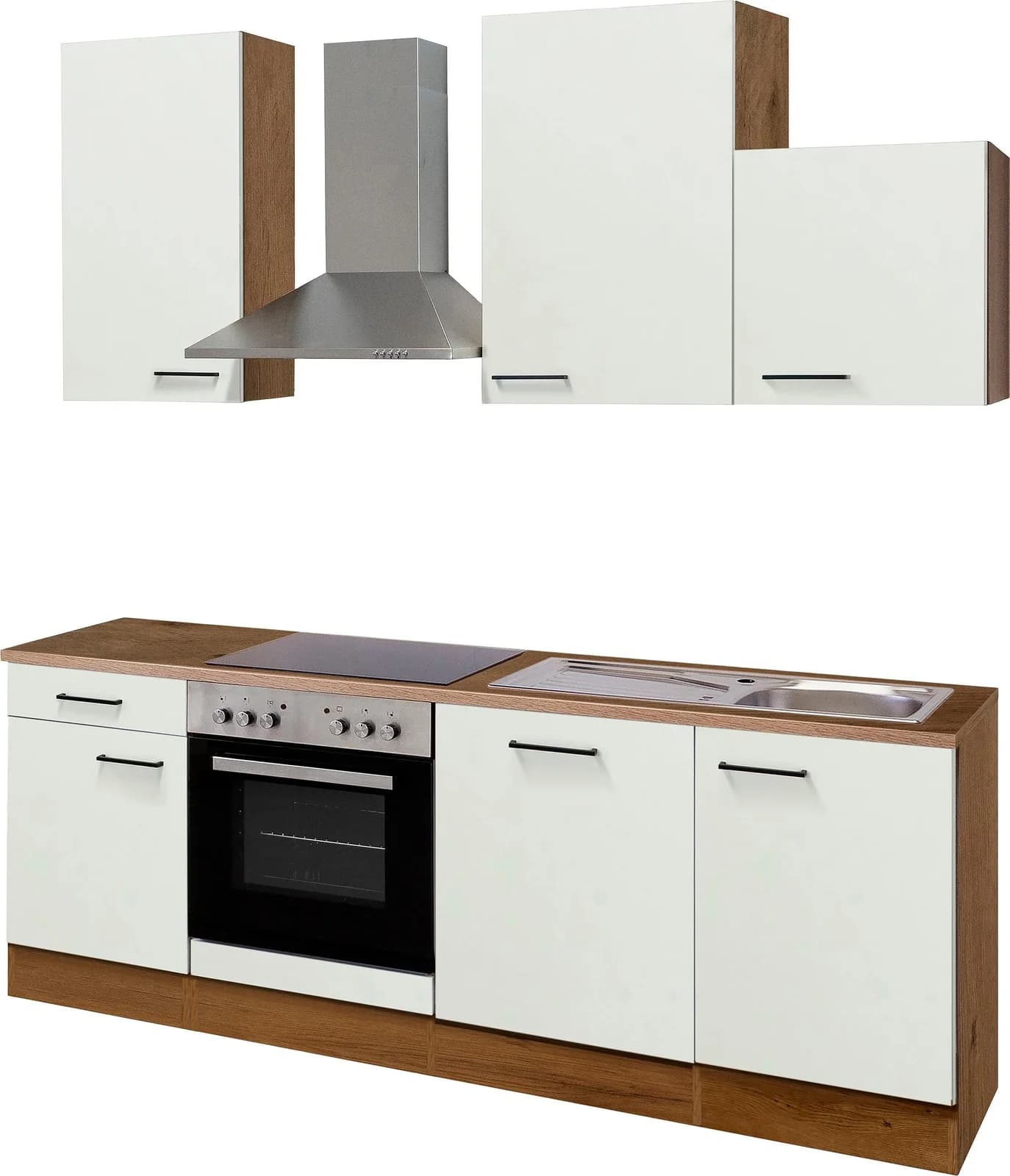 Küchenzeile FLEX-WELL Vintea Weiß Lancelot Oak