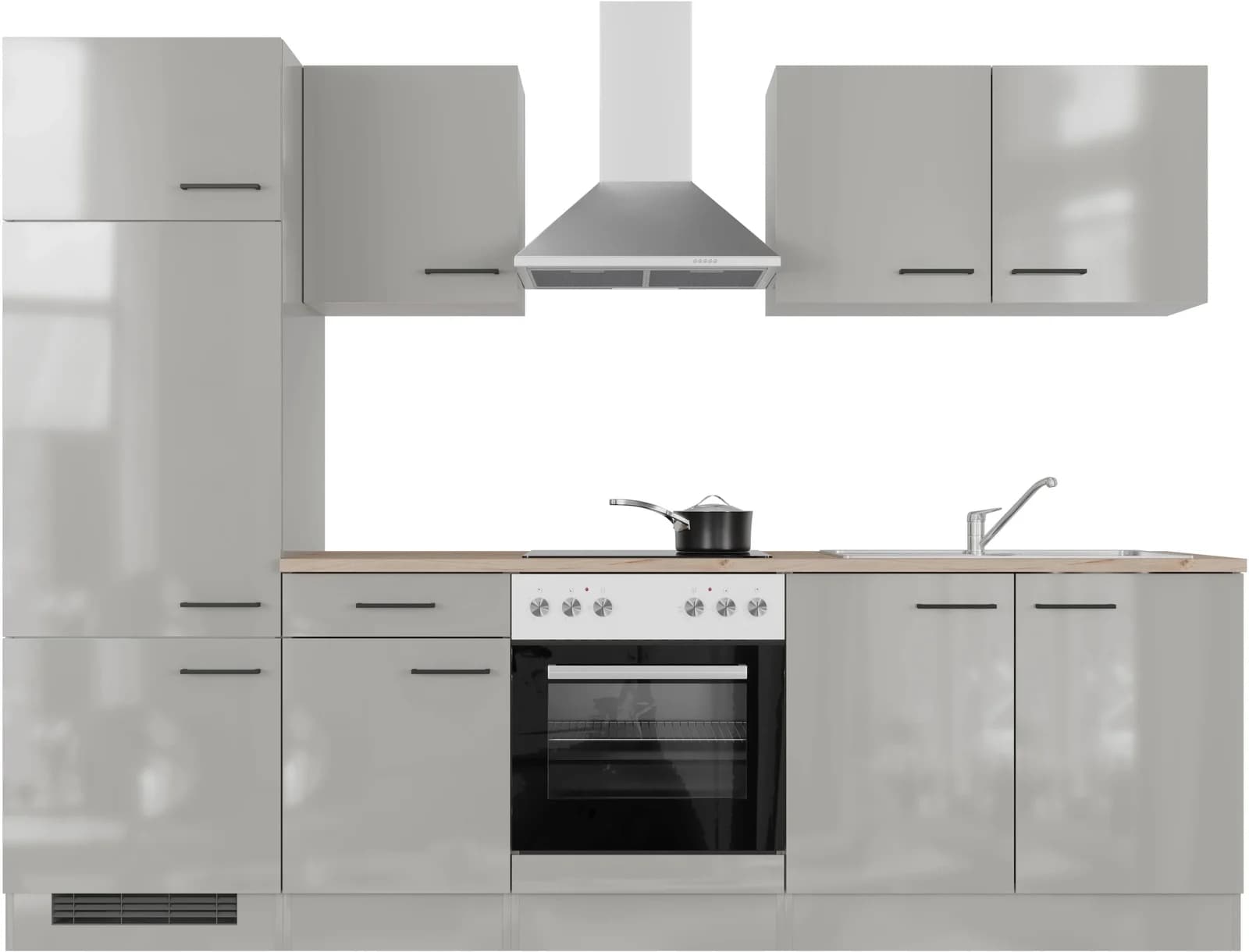 Küchenzeile FLEX-WELL 'Lund' - Grau, 270cm, Modern