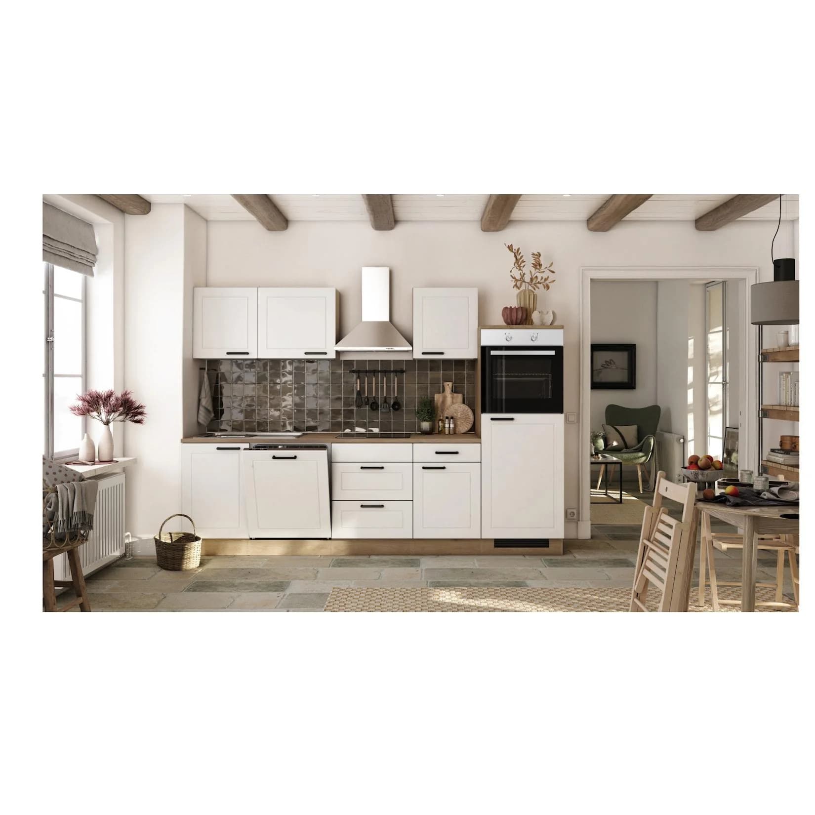 Flexwell Landhaus Küchenzeile inkl. Elektrogeräte 280 cm - G-280-2320-016-JULIA