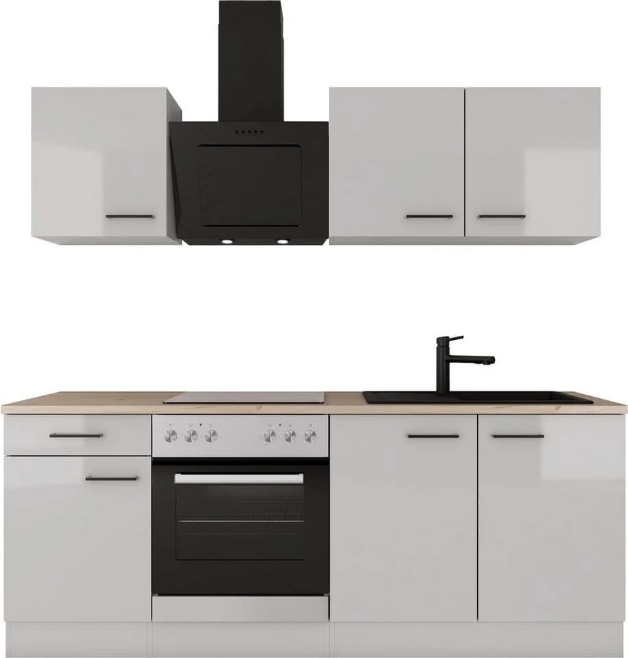 Flex-Well Küche Lund Grau Lichtgrau Glänzend mit E-Geräten - Bild 2