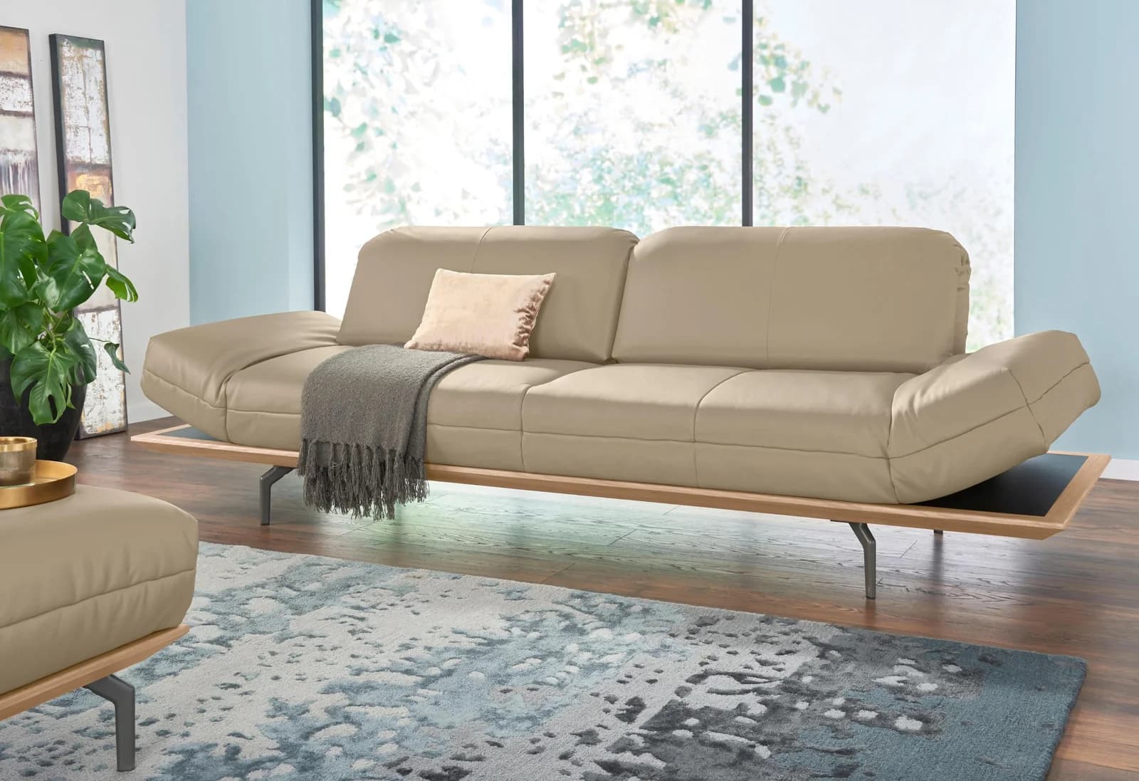 Creation BY ROLF BENZ CR.420 Designsofa 4-Sitzer Beige Leder