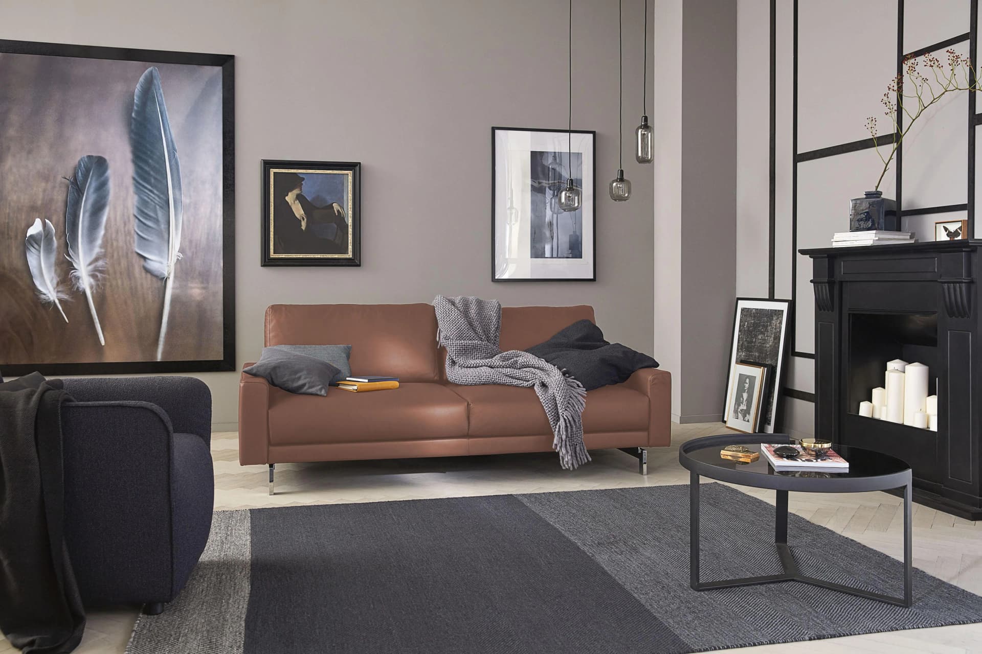 Creation BY ROLF BENZ CR.450 2,5-Sitzer Sofa Braun Leder