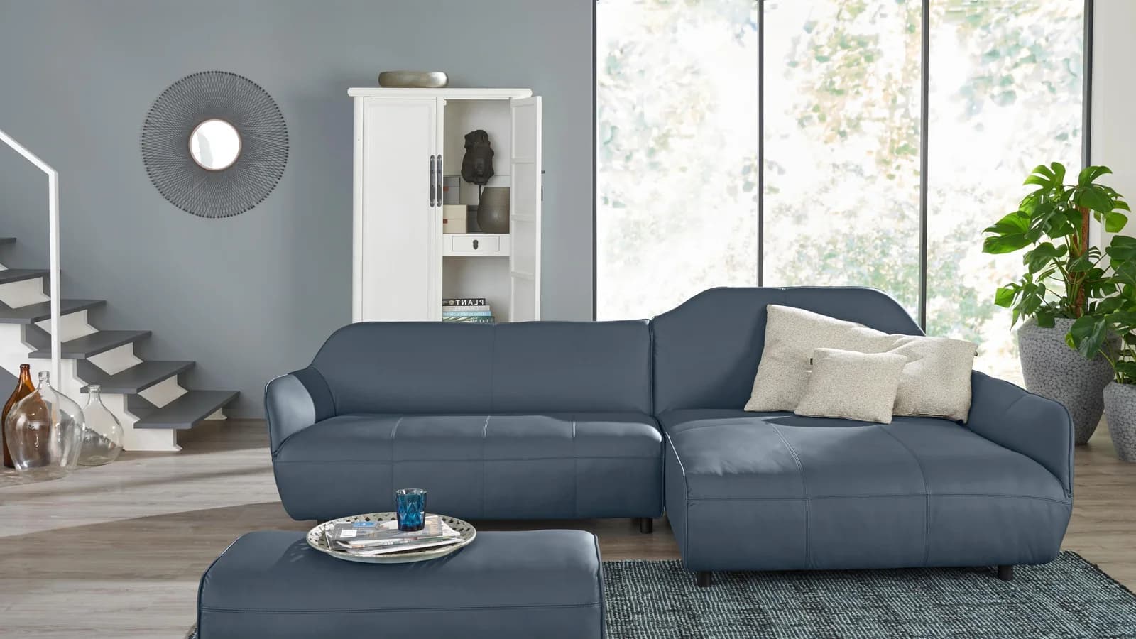 Creation BY ROLF BENZ Ecksofa CR.480 Blaugrau