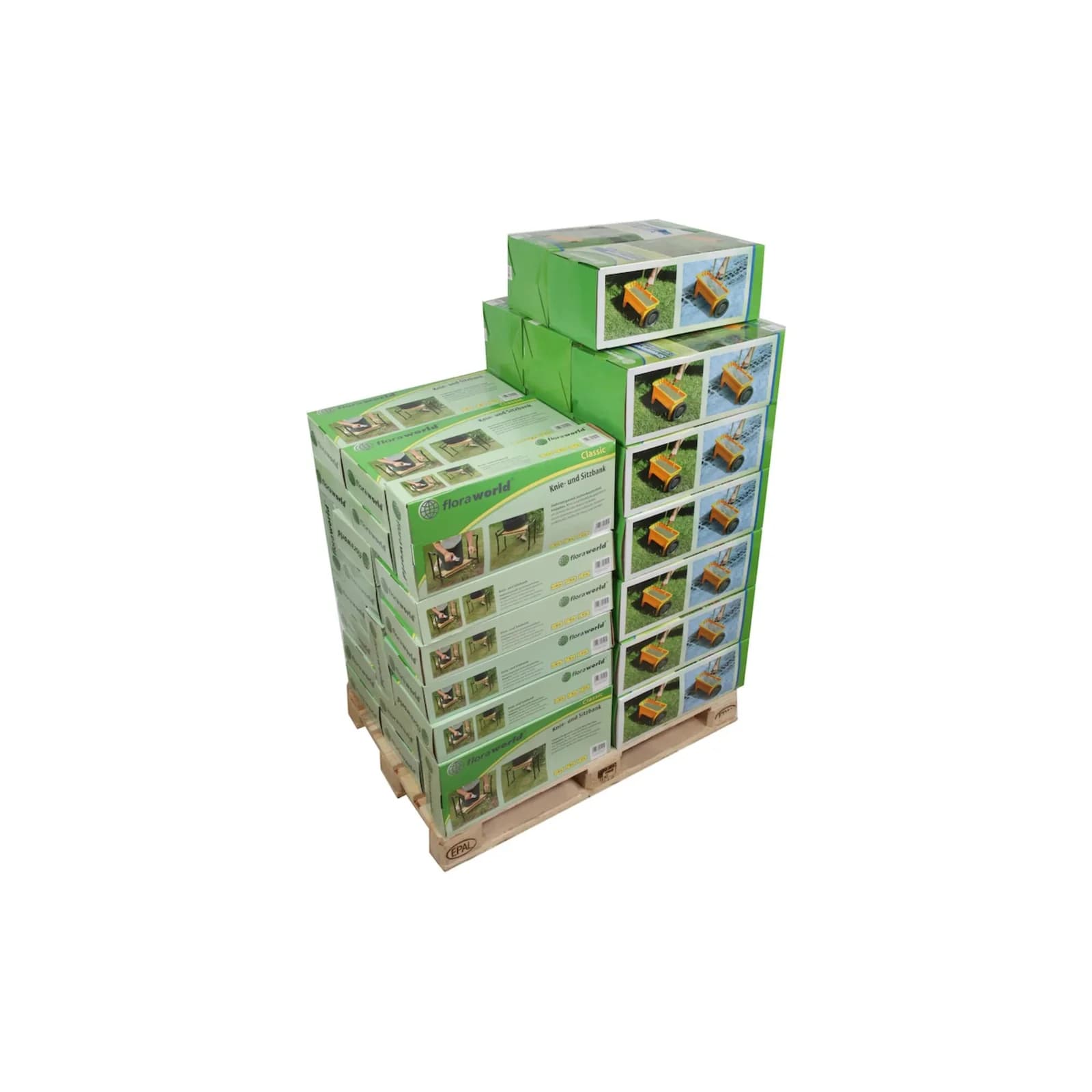 Floraworld Knie- und Sitzbank sowie Streuwagen Classic Display
