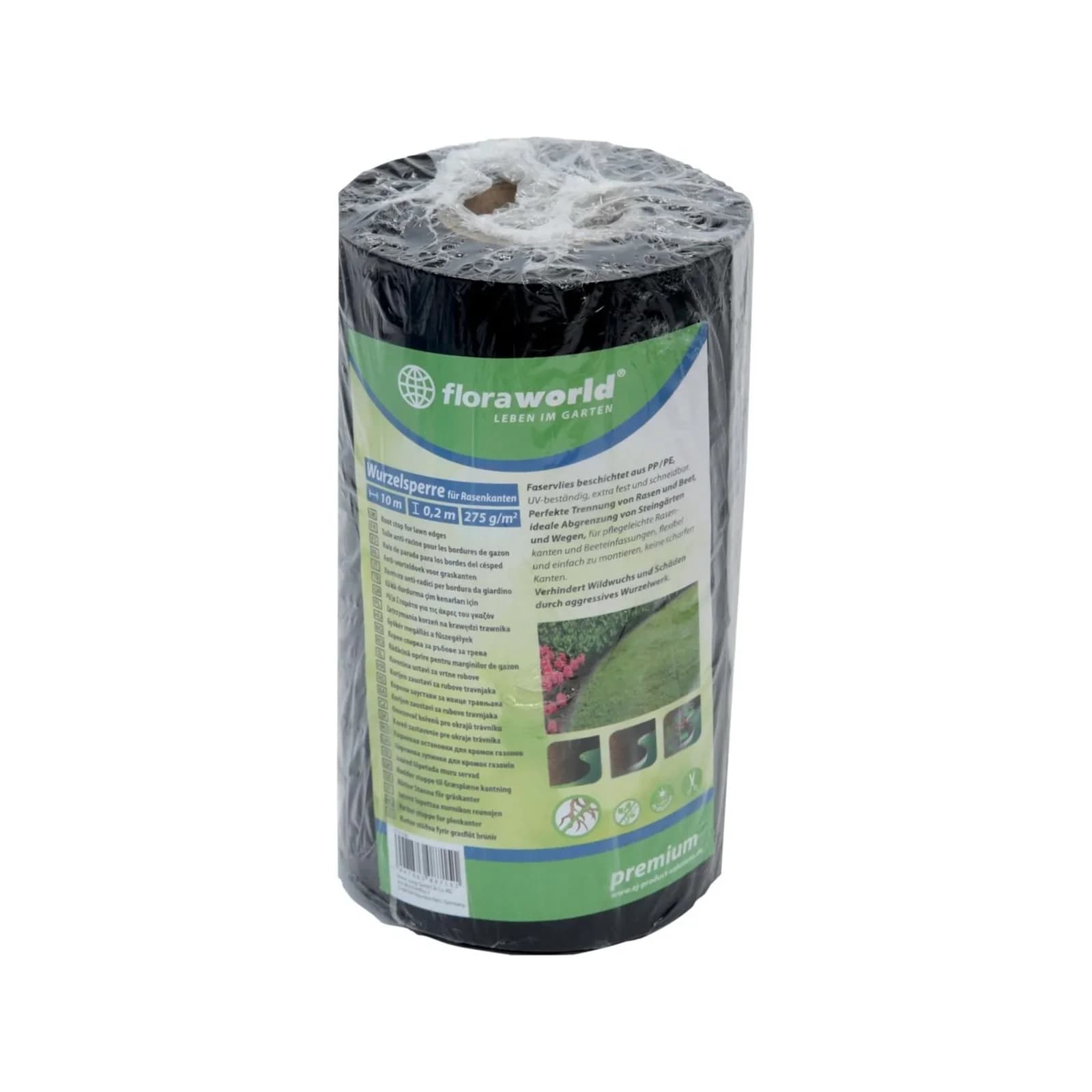 Floraworld Wurzelsperre 0,2x10 m für Rasenkanten Schwarz