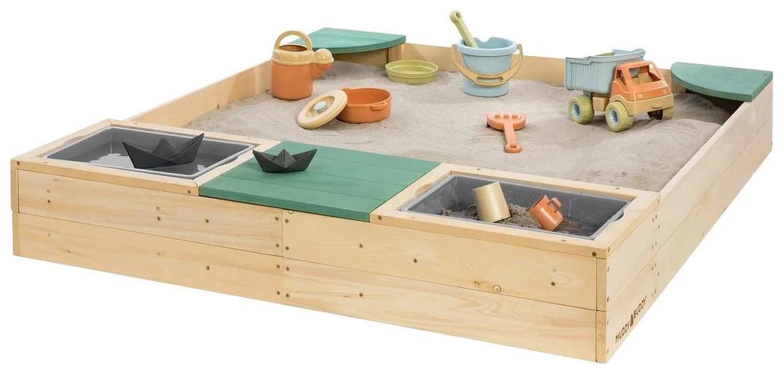 MUDDY BUDDY® Sandkasten Beach Rebel Natur/Salbeigrün mit Sitzbänken - Bild 2