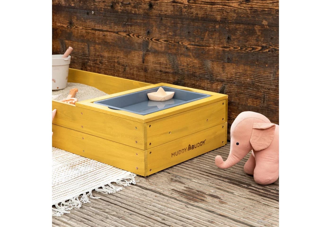 MUDDY BUDDY Space Saver Sandkasten ocker Massivholz mit Wanne - Bild 5