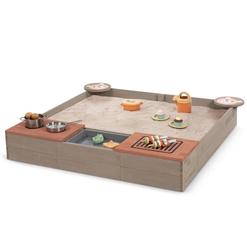 Muddy Buddy Sandkasten Wild Bear Grau Rosa mit Wasserwanne