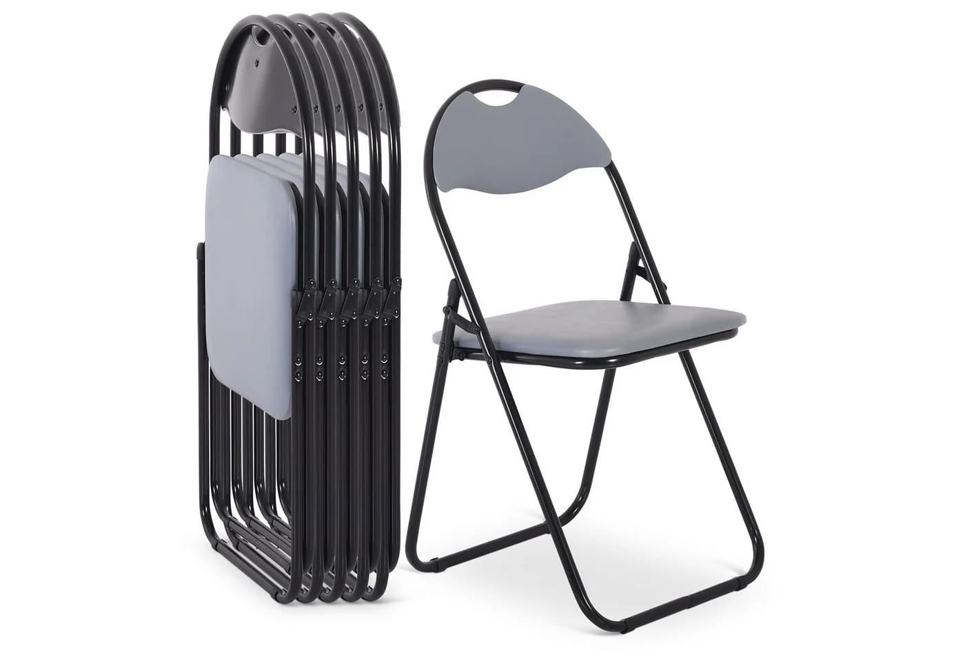 Raburg Klappstuhl Gästestuhl-Set 6-tlg. Grau/Schwarz Metallgestell gepolstert - Bild 2