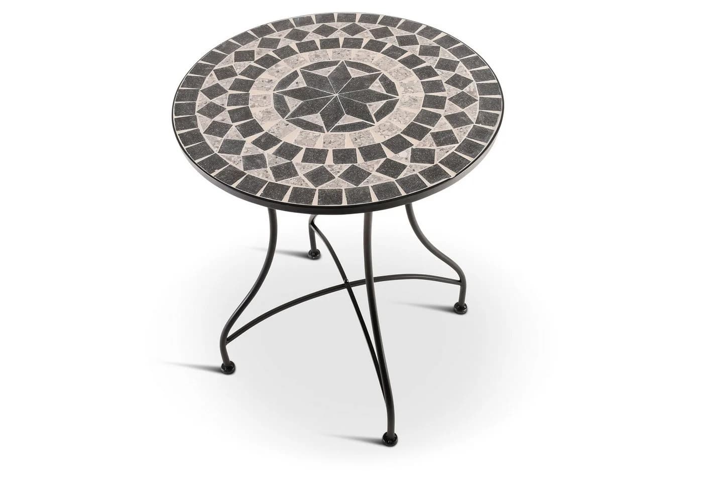 Raburg Mosaiktisch Mayla Rund Schwarz Beige Metall - Bild 2