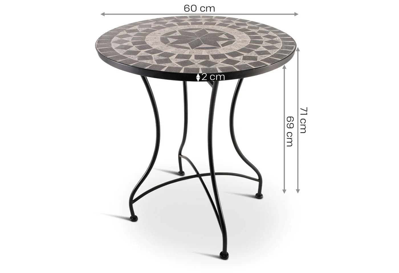 Raburg Mosaiktisch Mayla Rund Schwarz Beige Metall - Bild 4