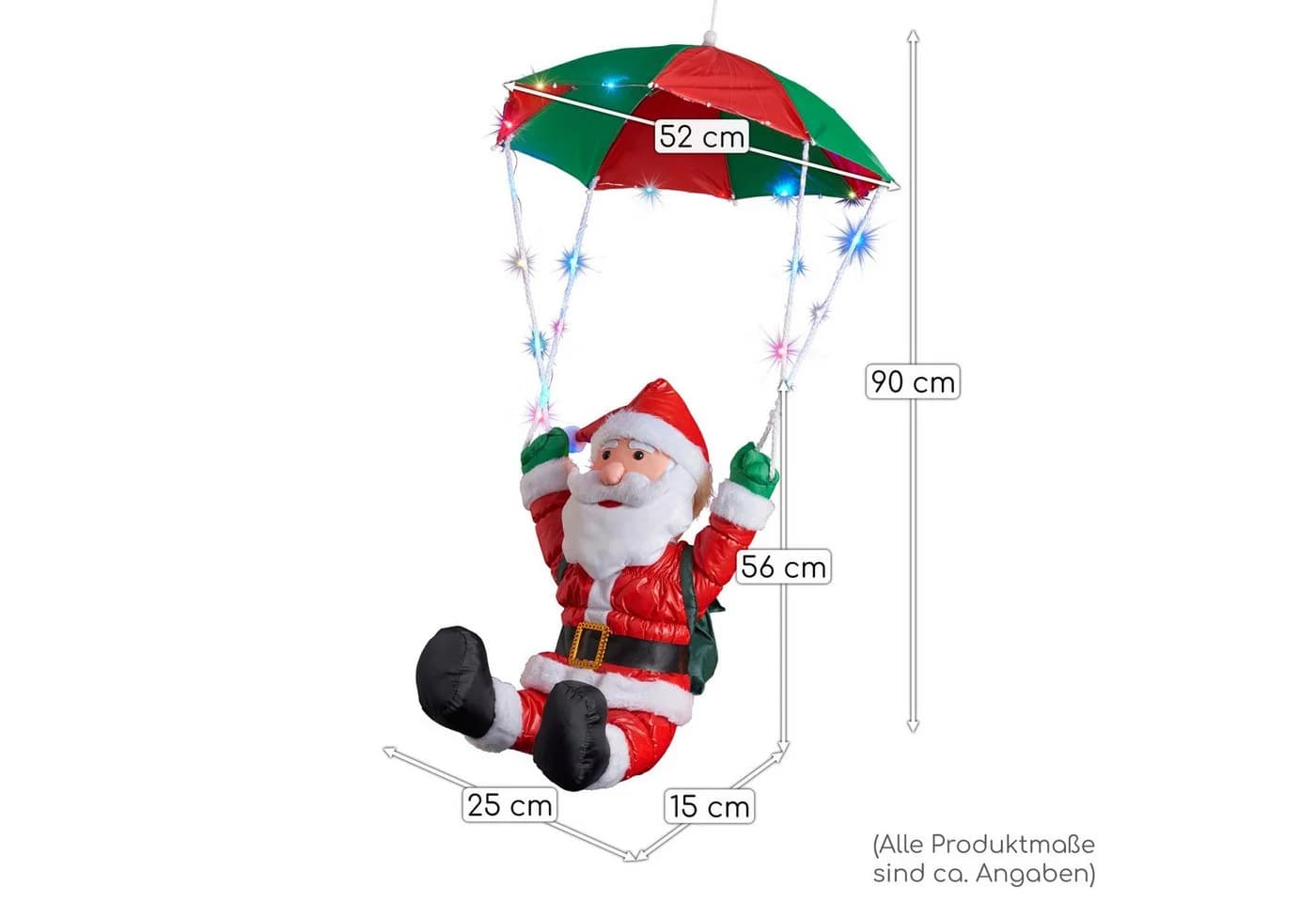 Raburg LED-Dekofigur Santa Claus Weihnachtsmann mit buntem LED-Fallschirm - Bild 5