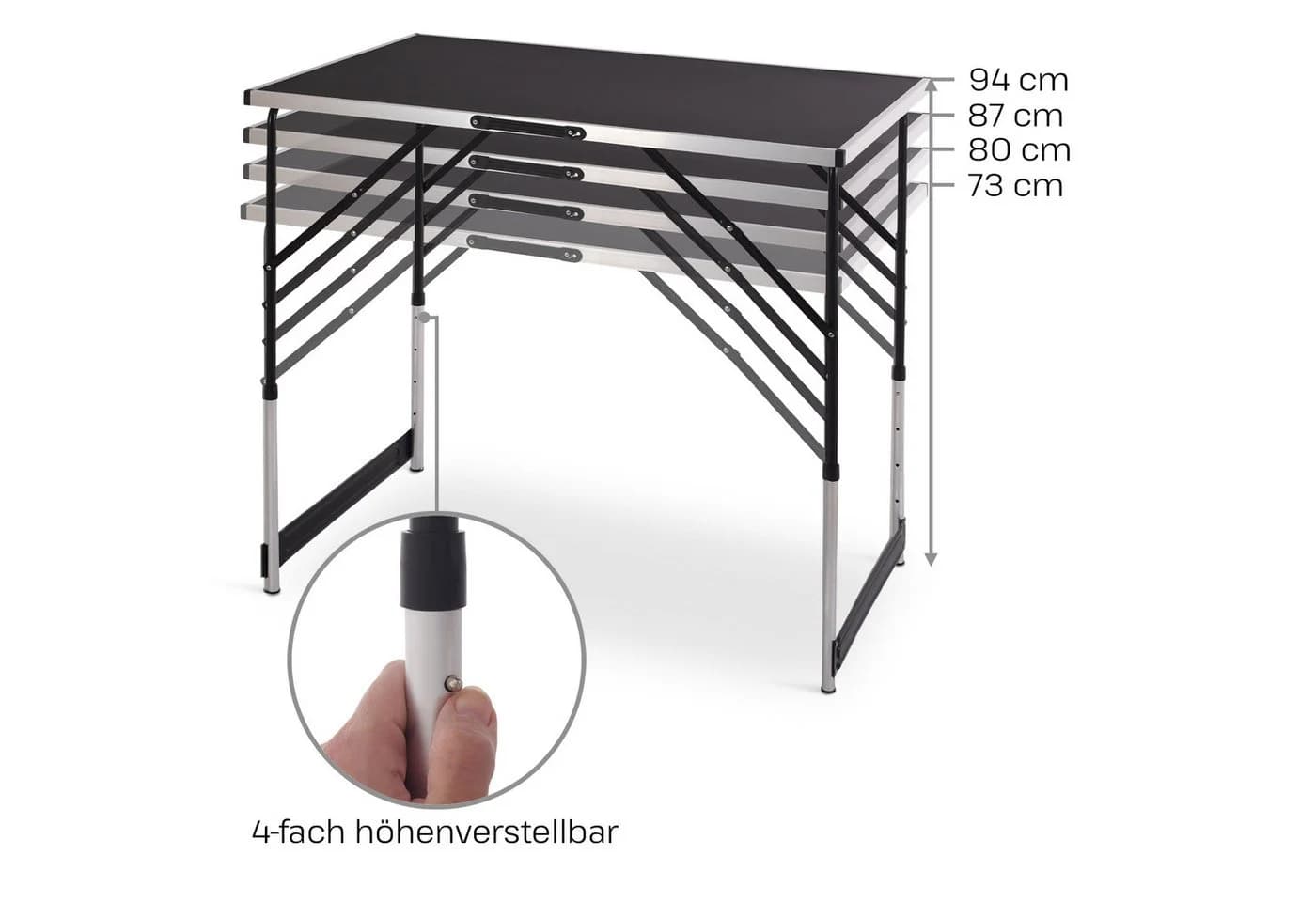 Raburg Multifunktionstisch 3-teilig Klappbar Höhenverstellbar Schwarz/Silber - Bild 5